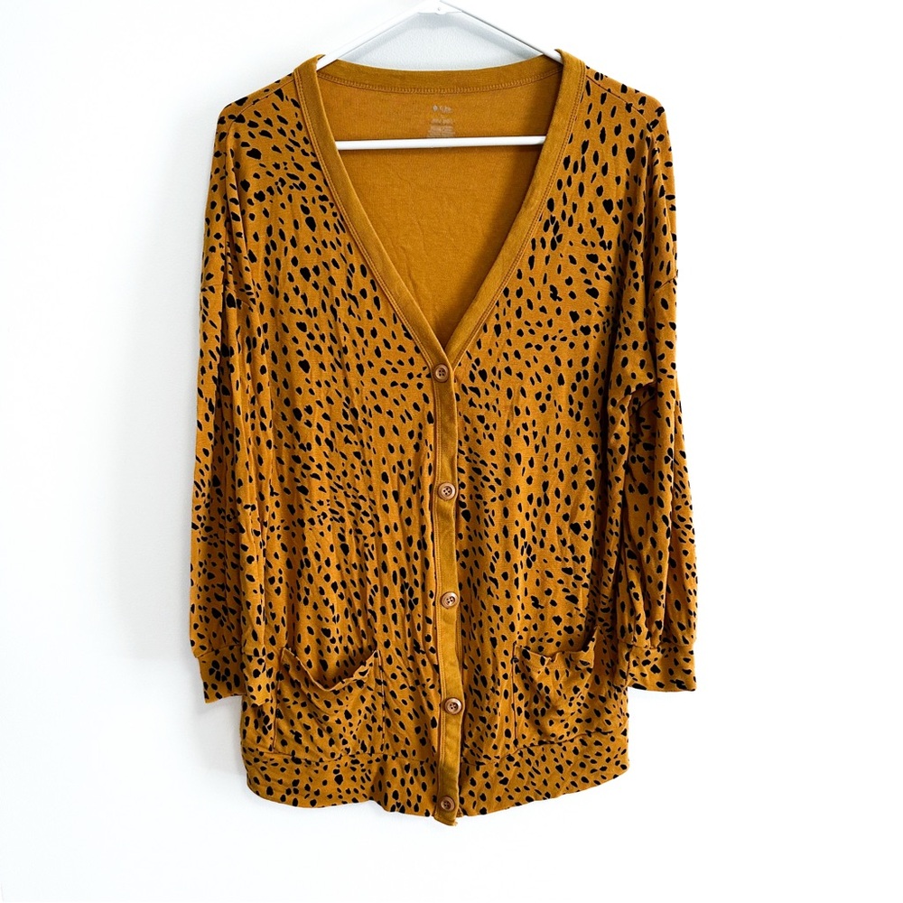 Kyte Baby Bamboo Jersey Adult Cardigan Marigold Cheetah size large